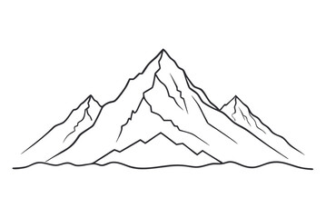 Wave mountain sun line art color logo nature adventure concept