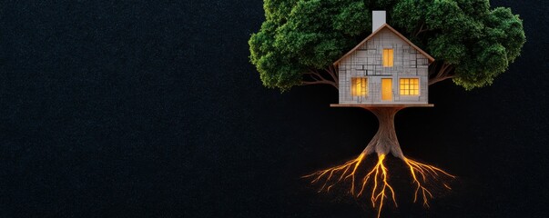 Treehouse of Life Luminous Home in Tree, Roots Glow, Treehouse , Architecture