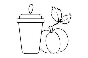 line drawing autumn drink coloring page cozy seasonal illustration