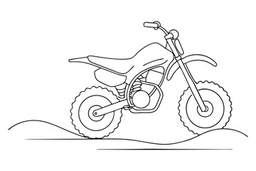 Line drawing off road dirt bike motocross outline artwork