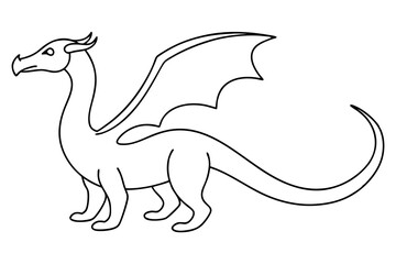 Line drawing dragon fantasy creature outline illustration