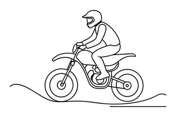 Line drawing extreme dirt bike racing motorcycle line art