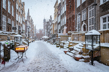Beautiful ancient houses on Maraca street in Gdansk