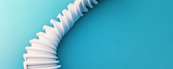 White Spiral Staircase on Blue, Abstract , Minimalist