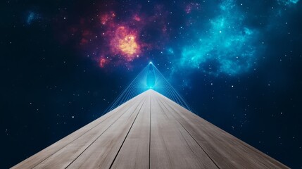 Wood Deck to Nebula Bridge Cosmic Pathway, space , bridge