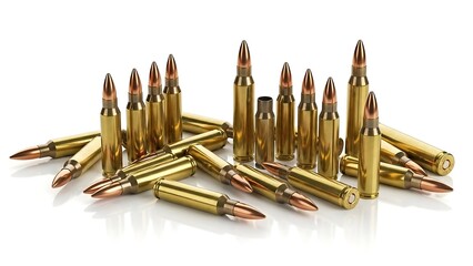 Pile of copper jacketed bullets scattered.