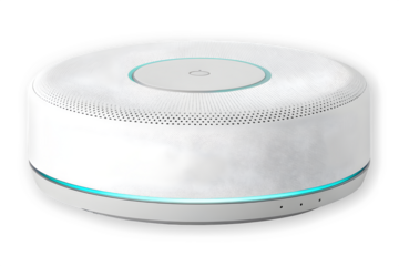 White round smart home device isolated on transparent background