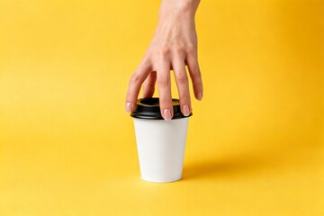 Hand Reaching for Coffee Cup for Morning Work Break, Refreshing Energy Boost for Busy Professionals