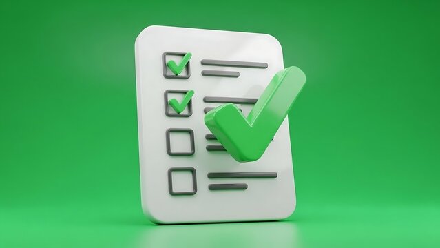 Green checkmark on checklist icon.