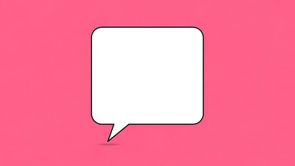 Pink background with speech bubble icon.