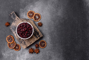 Dried sweet cranberries, natural berries for a healthy diet. Dried cranberries
