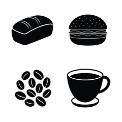 Food Collection with Bread Burger Coffee Beans Mug