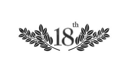 18th anniversary laurel wreath emblem design element.