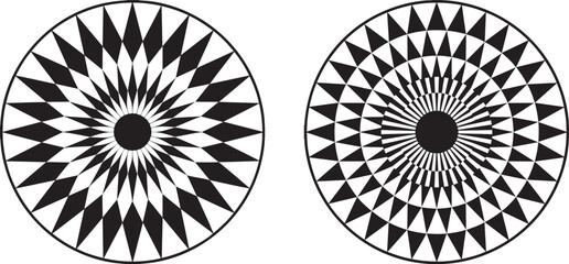geometric mandala circle line art &ndash; abstract black and white radial pattern design