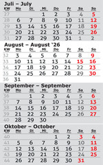 Kalender 2026 Four month per page