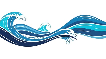 Ocean wave graphic design element blue.