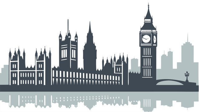 A striking black and white skyline showcasing london s iconic landmarks in a bold silhouette