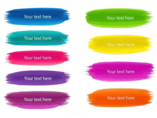 Colorful brush stroke labels with custom text placeholders