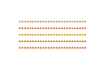 Metallic gold and orange spheres creating horizontal lines divider element with transparent background
