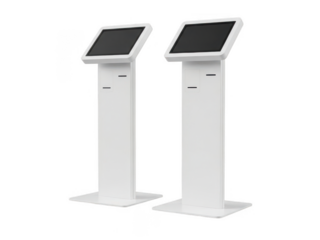 Modern white self-service kiosk systems for businesses