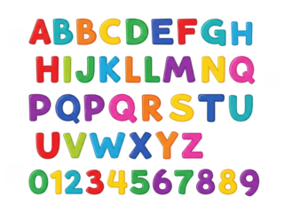 Colorful alphabet letters and numbers educational set