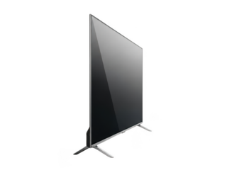 Modern flat screen smart tv on stand in living room