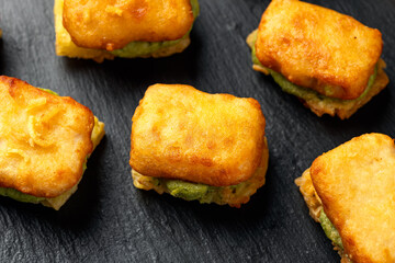 Mini Fish and chips with mashed peas and potato rosti