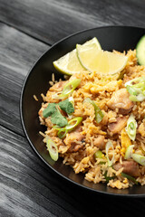 Thai Chicken fried rice with vegetables, lime. Khao Pad Gai