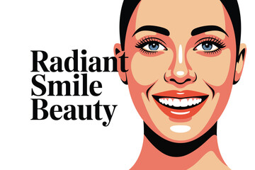 A beautiful woman with a radiant smile and glowing skin