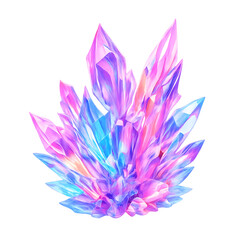 Fototapeta premium Cluster of Vibrant Pink and Blue Crystals gemstones isolated on a transparent background