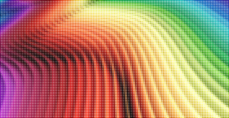 Colorful abstract rainbow halftone gradient with circular dot pattern. Modern vector background for posters, branding, web design, packaging, and creative digital projects.