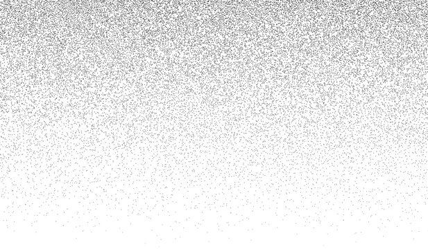 Gradient grain noise pattern. Faded spray patern. Smooth grainy grit. Snow falling from above. Fades transition. Fadew grunge stipple texture. Fading pointillism. Dot background. Vector illustration