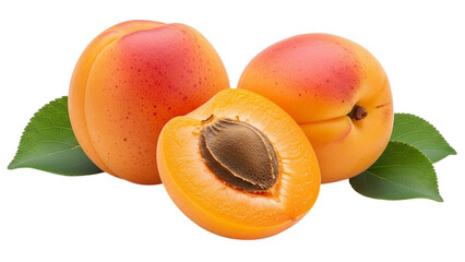 Fresh Apricot Fruit with Leaf Transparent Background