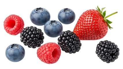 Fresh Berries Collection Isolated on White Transparent Background