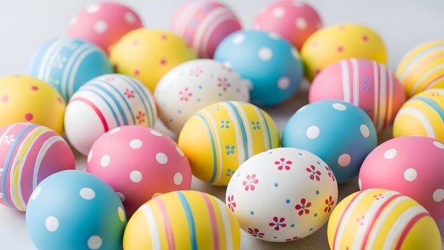 Colorful easter eggs decorated with patterns - Powered by Adobe