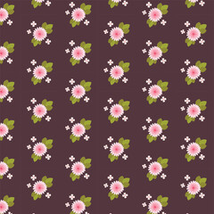 Pink daisy floral seamless pattern, swatch available in swatches panel, cute flowers on dark background