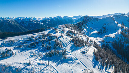 Sunny Austrian Alps Skiing