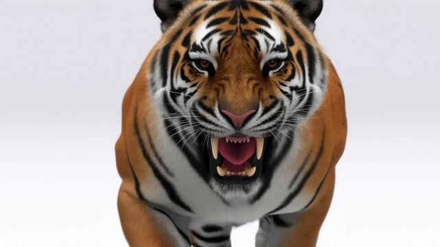 Fierce tiger charging forward: power and intensity captured in motion