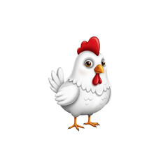Obraz premium Cute white cartoon chicken illustration