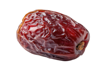 Single ripened date fruit isolated on transparent background