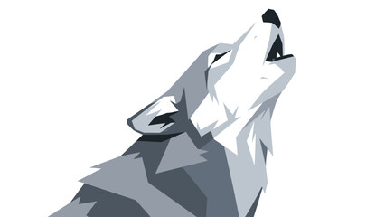 Geometric Grey Wolf Howling Upwards Vector Illustration