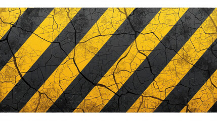 Grunge warning stripe pattern background, yellow and black hazard line, cracked texture, industrial safety sign design graphic illustration
