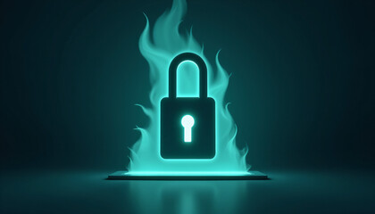 Smart padlock cyber defense concept illustration