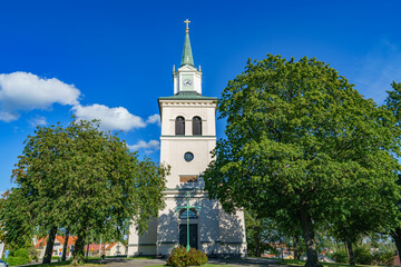 Vimmerby Kyrka evangelical church in the summer, Sweden