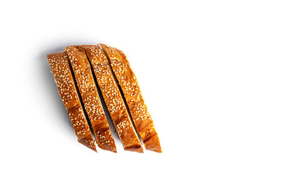Loaf with sesame on a white background. High quality photo