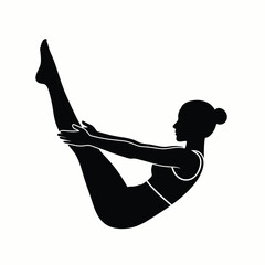 Vector illustration of male female and girl silhouettes in fitness poses