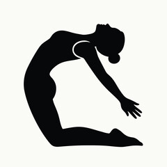 Yoga pose silhouette of a young woman vector illustration