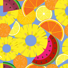 a pattern with no background, depicting ripe, juicy fruits