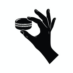 Hand wearing black glove holding a ball silhouette icon