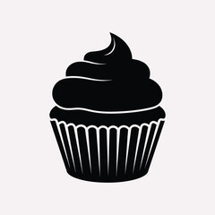 Chocolate cupcake with cream and icing isolated on white background